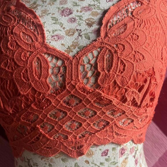 free people orange lace adella bralette crop top - Picture 5 of 7